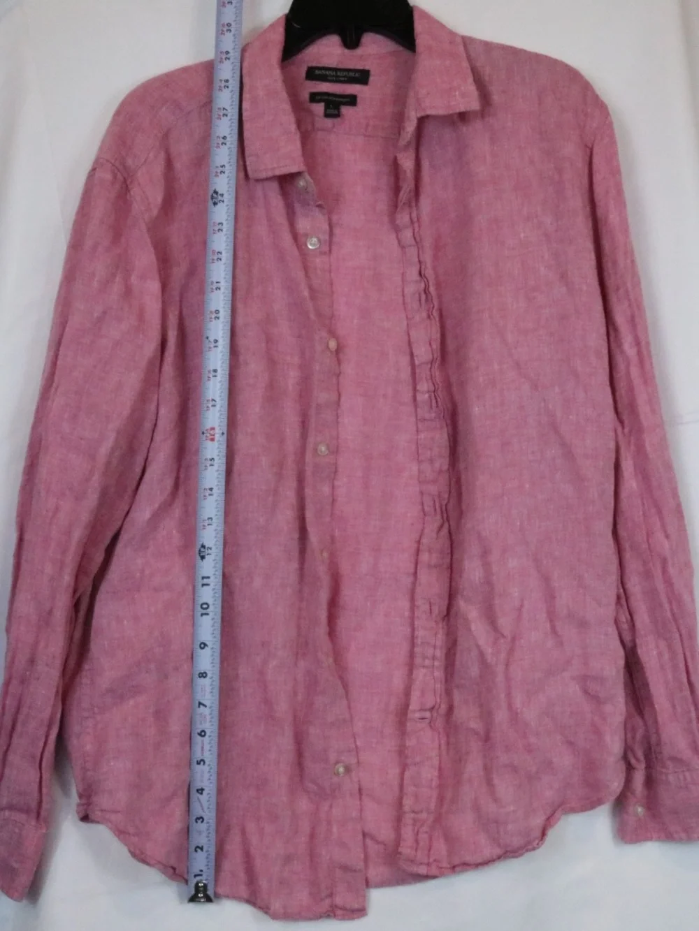 Banana Republic Shirt Mens Large Pink 100% Linen Camden Standard Fit Button Down